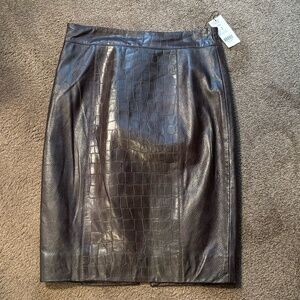 New with tags Brown Croc Leather Skirt. size 2 NO BUNDLE